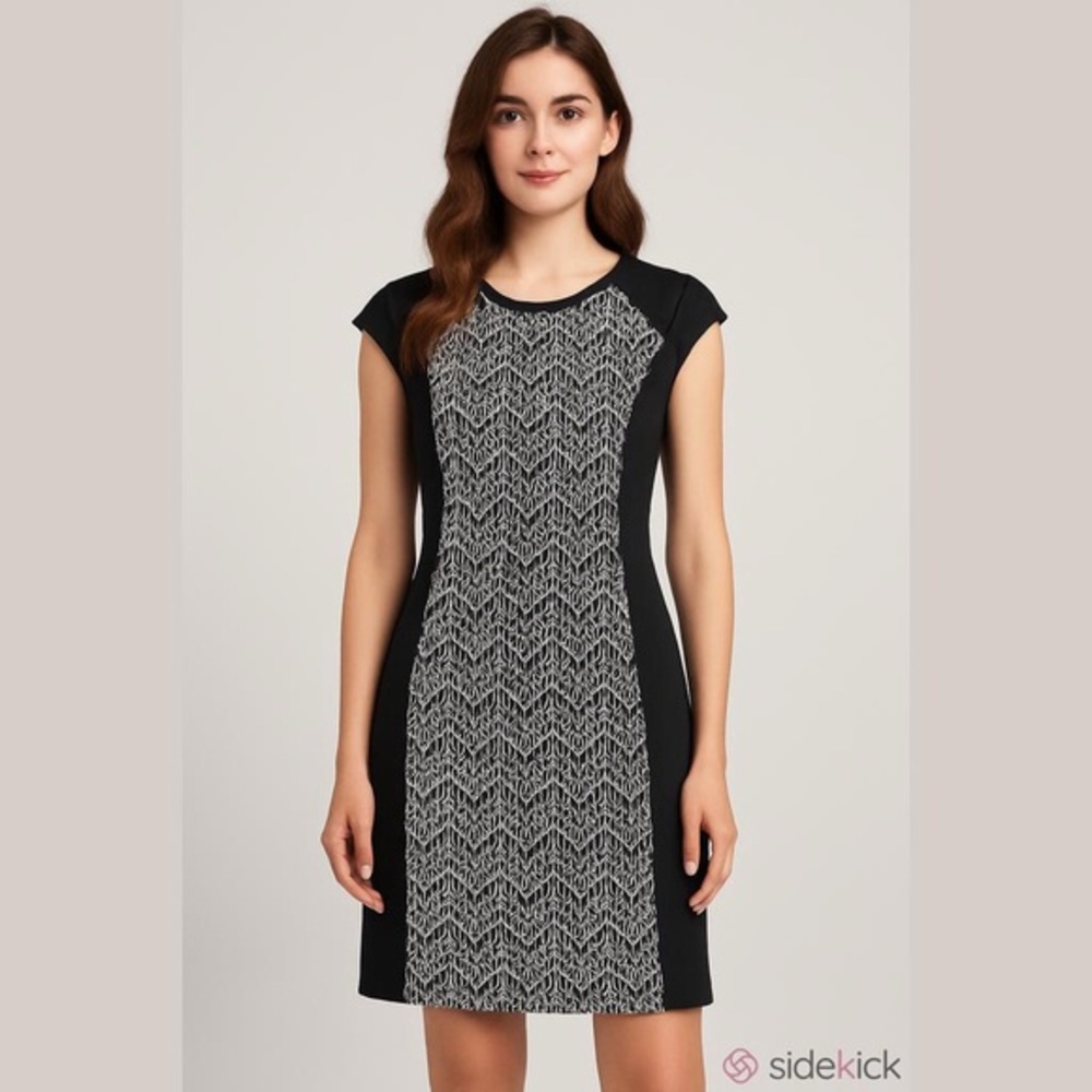 Title Nine Women's Gidget Sheath Athleisure Dress Black White Size M Medium